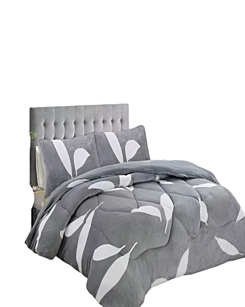 SET COBERTOR DE INVIERNO PLUSH 2 PLAZAS 230X250CM GRIS CLARO 2 - 1