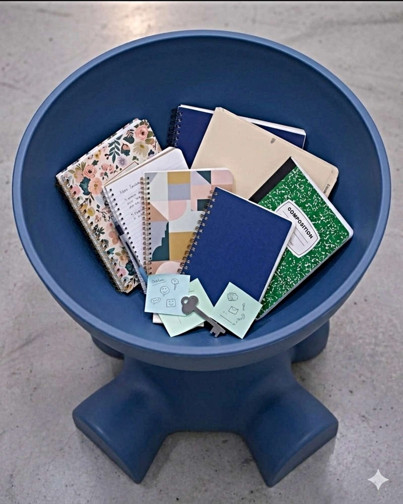 MESA DE ARRIMO MULTIFUNCIONAL CON COMPARTIMENTO ORGANIZADOR INTEGRADO AZUL - 4