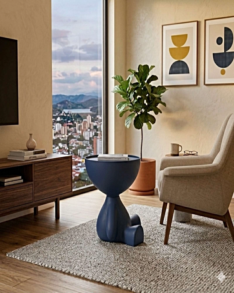 MESA DE ARRIMO MULTIFUNCIONAL CON COMPARTIMENTO ORGANIZADOR INTEGRADO AZUL - 5