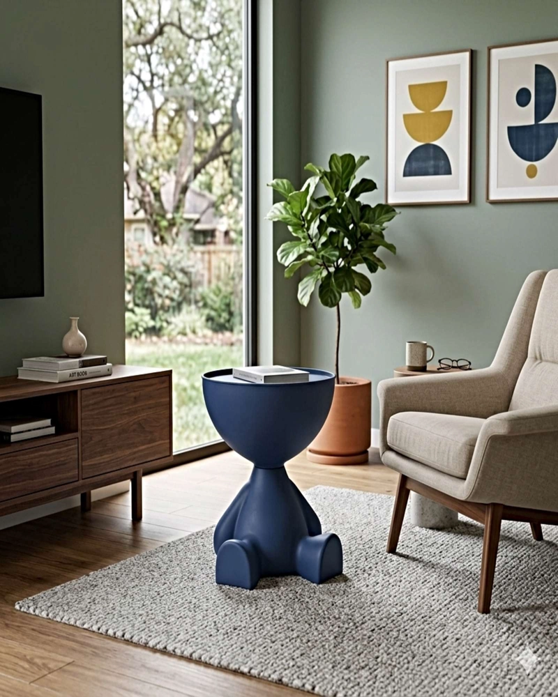 MESA DE ARRIMO MULTIFUNCIONAL CON COMPARTIMENTO ORGANIZADOR INTEGRADO AZUL - 6