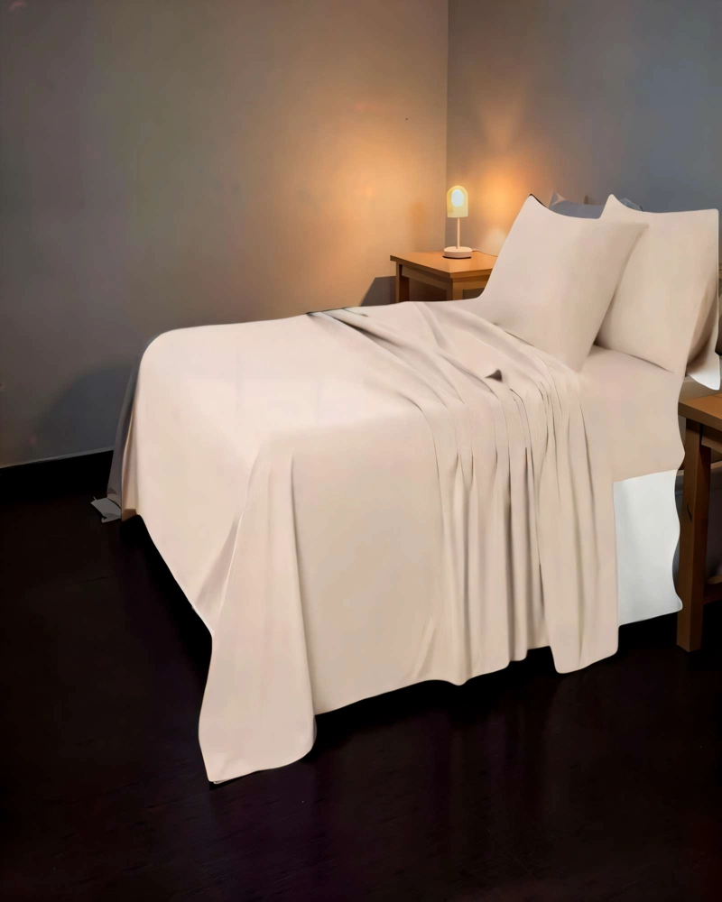 SET DE  SABANA 200 HILOS 2 PLAZAS COLOR BEIGE - 4