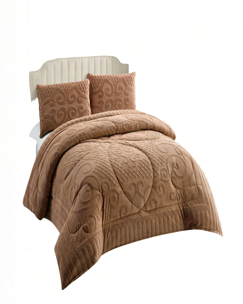 PLUMON PREMIUM CON TEXTURA DE RELIEVE  2 PLAZA COLOR CAFE - 1