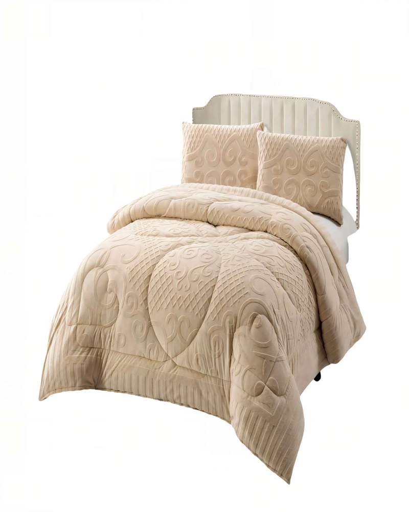 PLUMON PREMIUM CON TEXTURA DE RELIEVE  2 PLAZA COLOR BEIGE - 2