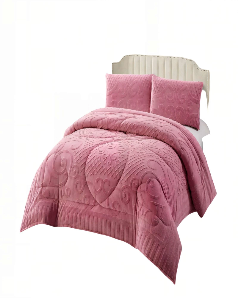 PLUMON PREMIUM CON TEXTURA DE RELIEVE  2 PLAZA COLOR ROSADO - 2