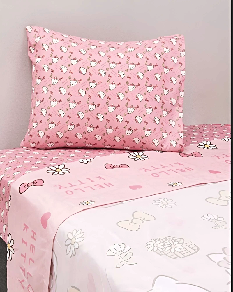 SET DE SABANA INFANTIL POLIESTER PLAZA Y MEDIA 165 X 240 CM ROSA1 - 2