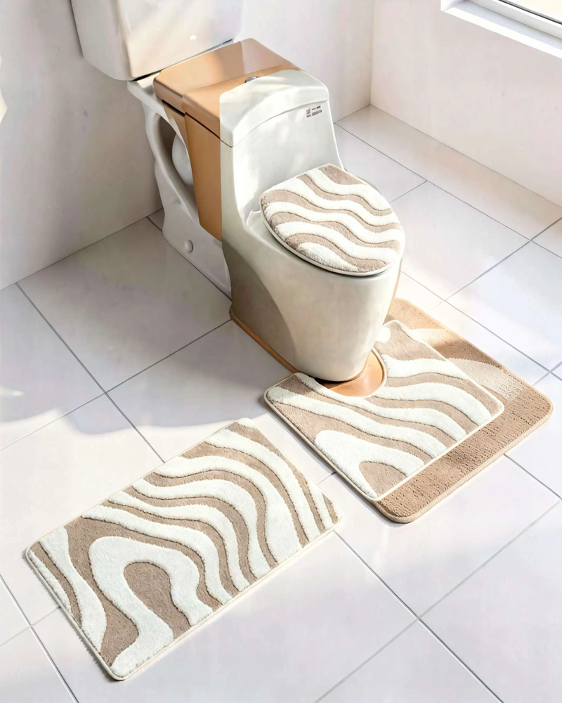 PACK PARA BAÑO DE 3 PIEZAS CON DISEÑO DE CEBRA 2 - 3