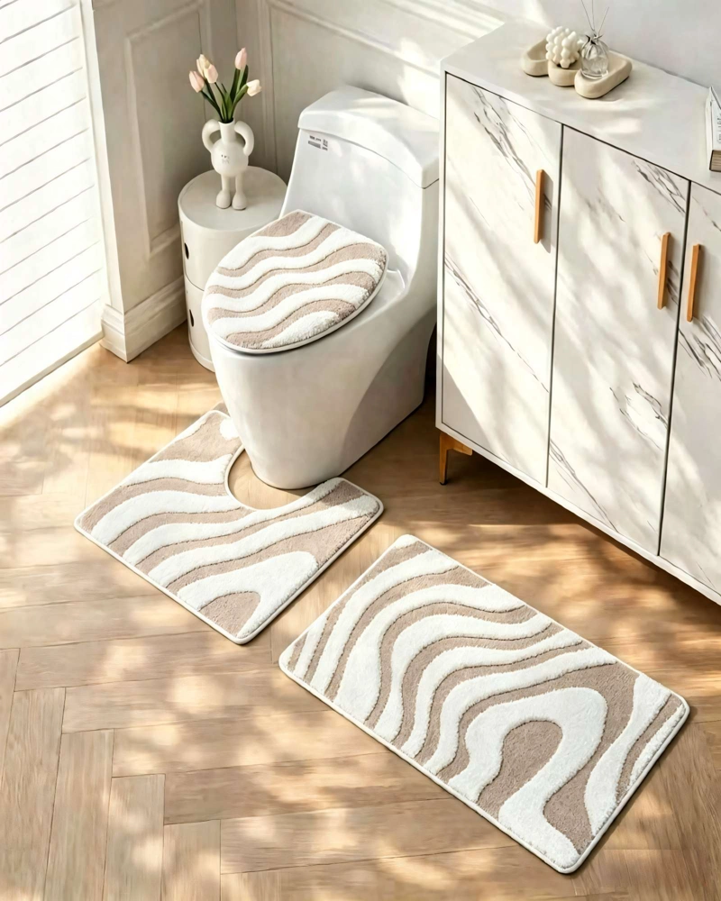 PACK PARA BAÑO DE 3 PIEZAS CON DISEÑO DE CEBRA 2 - 4