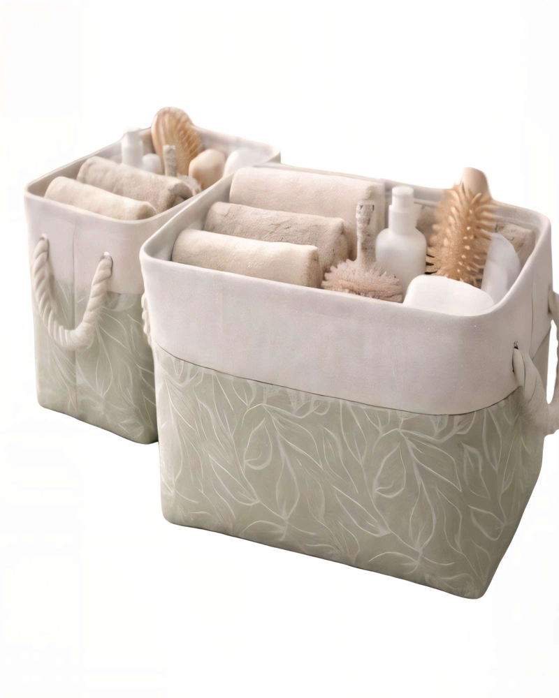 JUEGO  DE 2 CESTA ORGANIZADOR 33CMX20CMX20CM COLOR VERDE - 1