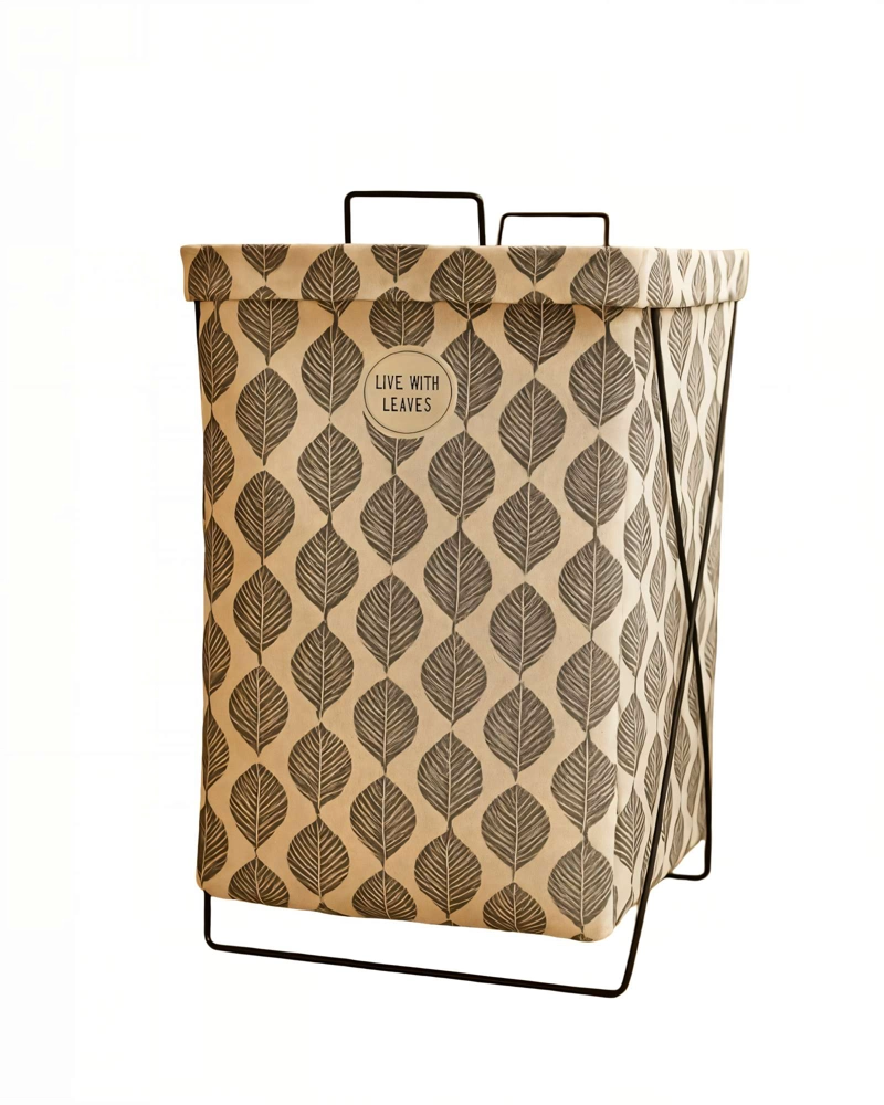 CESTA DE ROPA 36CMX59CM CON DISEÑO DE HOJAS - 1