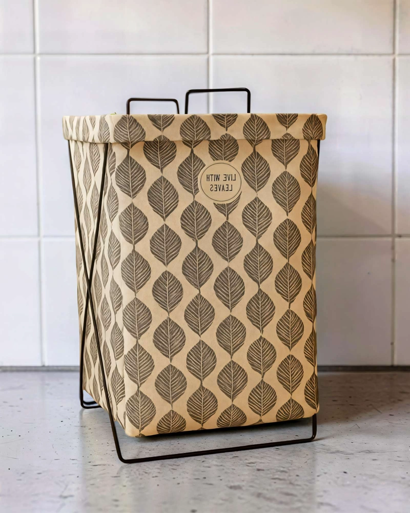 CESTA DE ROPA 36CMX59CM CON DISEÑO DE HOJAS - 4