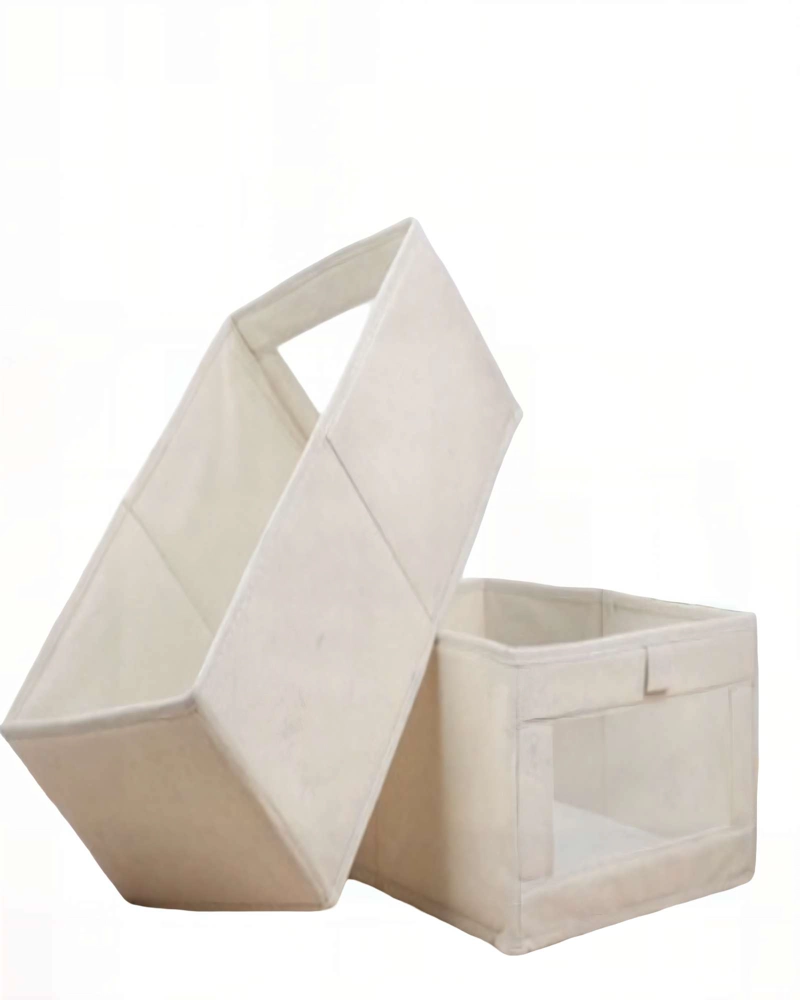 JUEGO  DE 2 CESTAS ORGANIZADOR 40CMX27CMX17CM COLOR BEIGE - 2