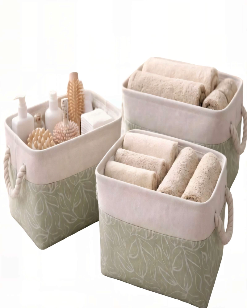 JUEGO  DE 3 CESTA ORGANIZADOR 33CMX20CMX20CM COLOR VERDE - 1