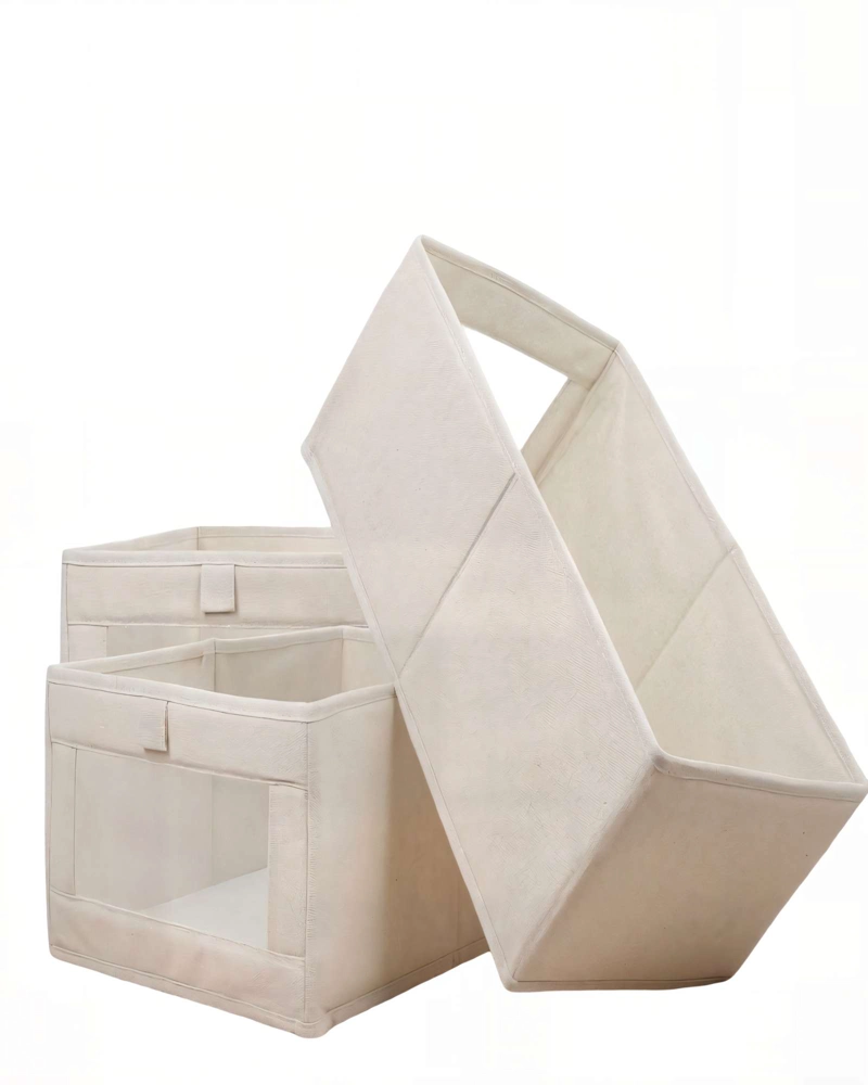 JUEGO  DE 3 CESTAS ORGANIZADOR 40CMX27CMX17CM COLOR BEIGE - 1