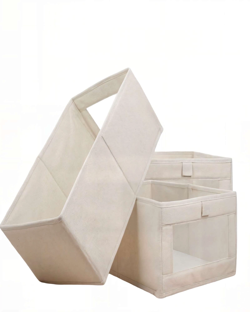 JUEGO  DE 3 CESTAS ORGANIZADOR 40CMX27CMX17CM COLOR BEIGE - 2