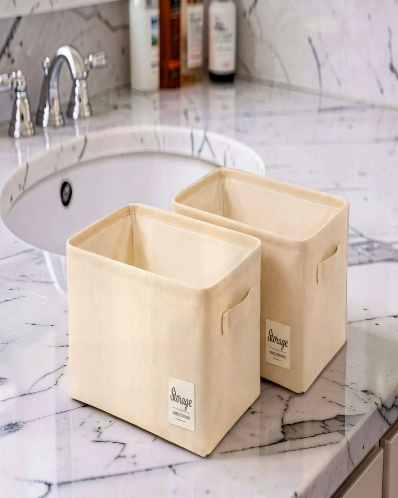 JUEGO  DE 3 CESTAS ORGANIZADOR 28CMX47CMX20CM COLOR BEIGE - 4