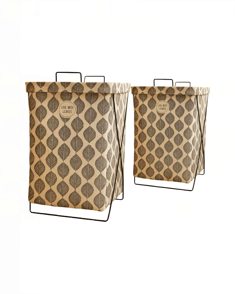 JUEGO  DE CESTAS DE ROPA 36CMX59CM CON DISEÑO DE HOJAS - 1