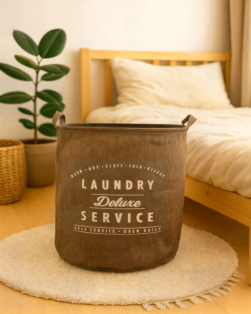 CESTA DE ROPA 45CMX50CM COLOR MARRON - 3