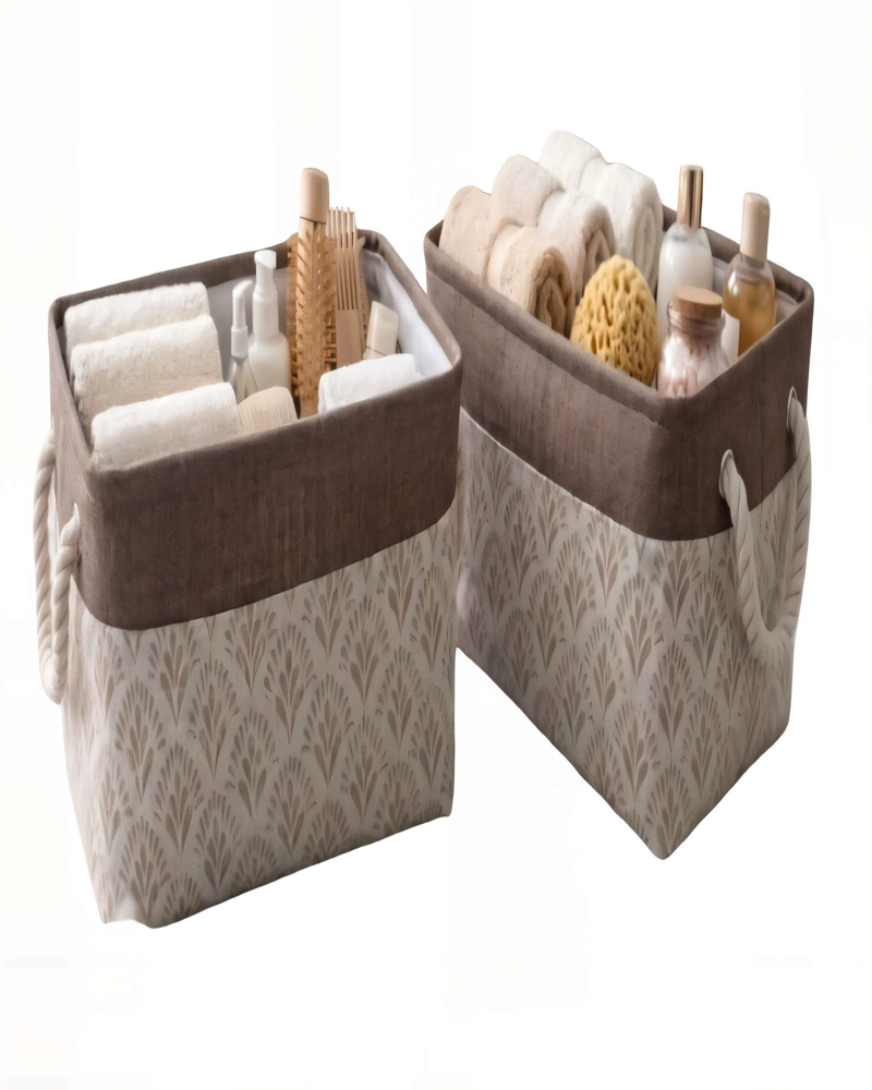 JUEGO  DE 2 CESTA ORGANIZADOR 33CMX20CMX20CM COLOR CAFE - 1