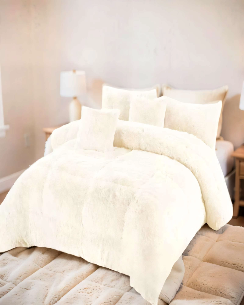 COBERTOR PELUDOS TAMAÑO PLAZA Y MEDIA 180CM X 200CM COLOR BLANCO - 4