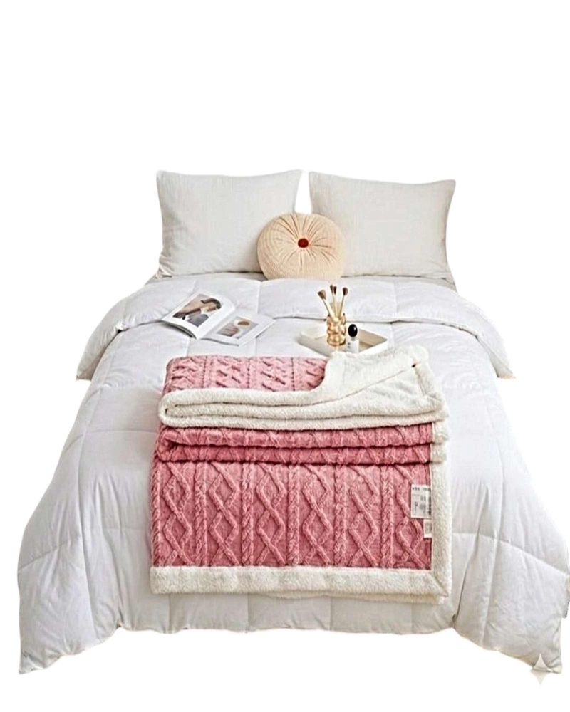 FRAZADA EXCLUSIVE 2 PLAZAS: ELEGANCIA TEXTURIZADA Y CONFORT TE RMICO ROSA - 2