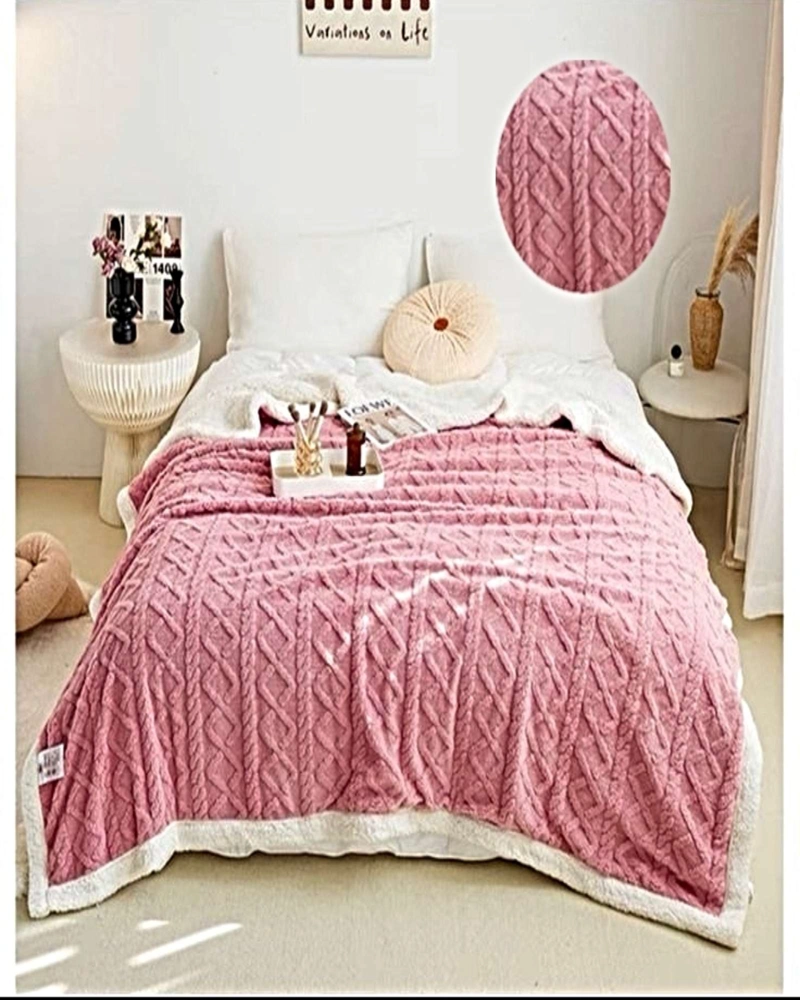 FRAZADA EXCLUSIVE 2 PLAZAS: ELEGANCIA TEXTURIZADA Y CONFORT TE RMICO ROSA - 3