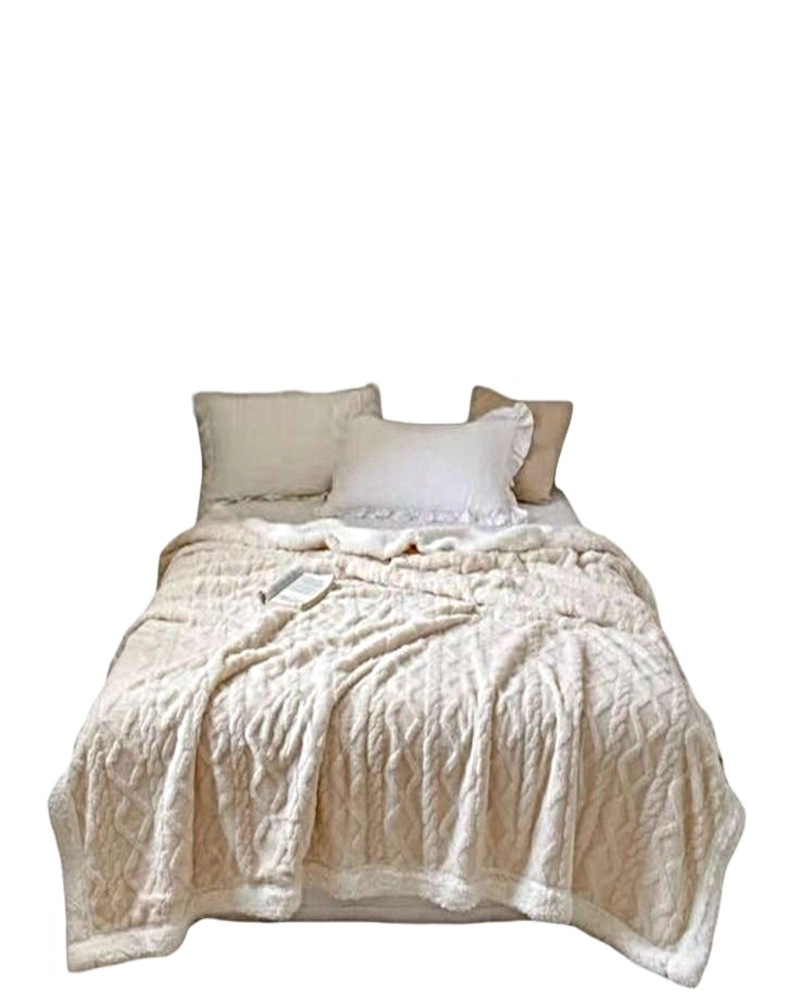 FRAZADA EXCLUSIVE 2 PLAZAS: ELEGANCIA TEXTURIZADA Y CONFORT TE RMICO BEIGE CLARO - 1