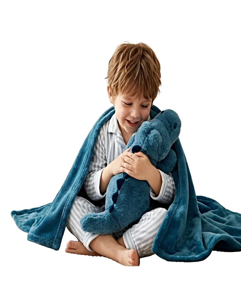 MANTA PELUCHE TE RMICA 2-EN-1  DE 1 PLAZA AZUL PETROLEO - 2