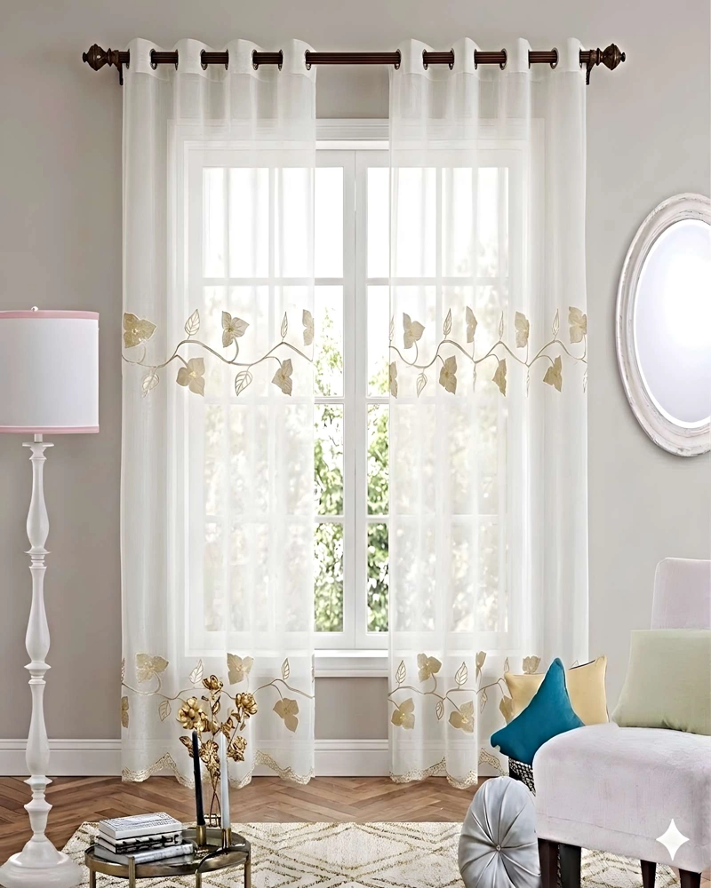 PACK DE 2 CORTINAS TIPO VISILLO CON BORDADO DE ALTA DEFINICION 01 - 3