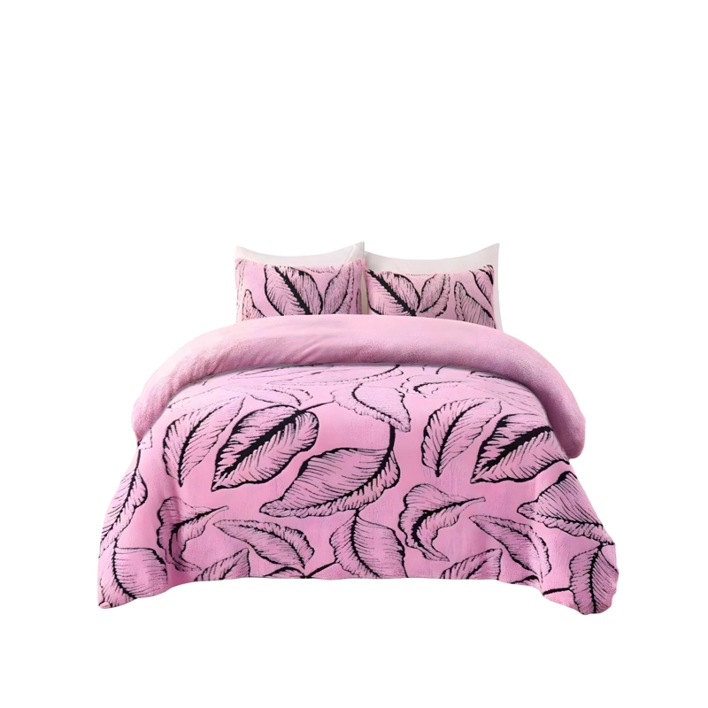 PLUMON CHIPORRO PREMIUM 2 PLAZA CON DISEÑO DE HOJAS COLOR ROSADO - 4