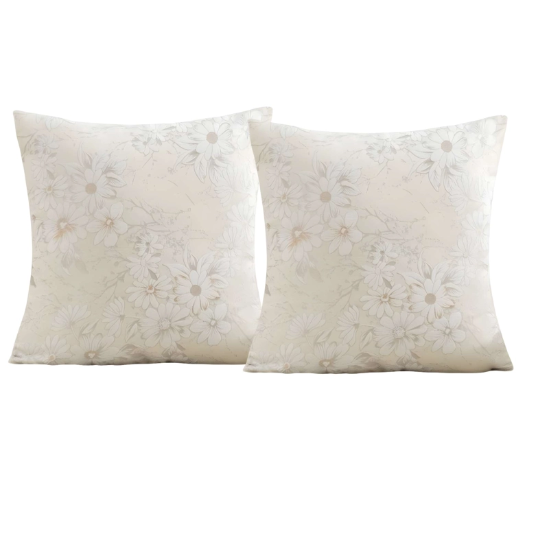 PACK DE 2 FUNDAS DE COJIN CON DISEÑO DE FLORES COLOR BEIGE 2 - 4