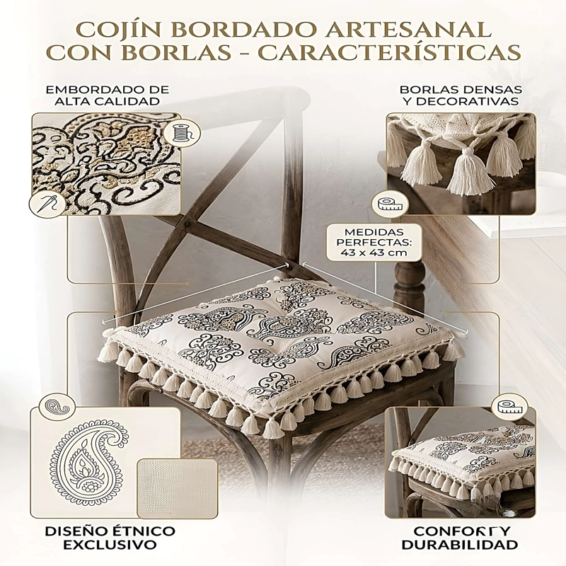 SET DE 6 COJINES PARA SILLAS BLANCA - 3