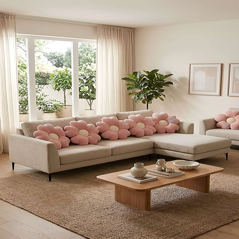 SET DE 6 COJINES EN FORMA DE FLOR ROSA - 1