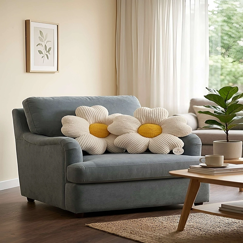 SET DE 2 COJINES EN FORMA DE FLOR BLANCO - 1