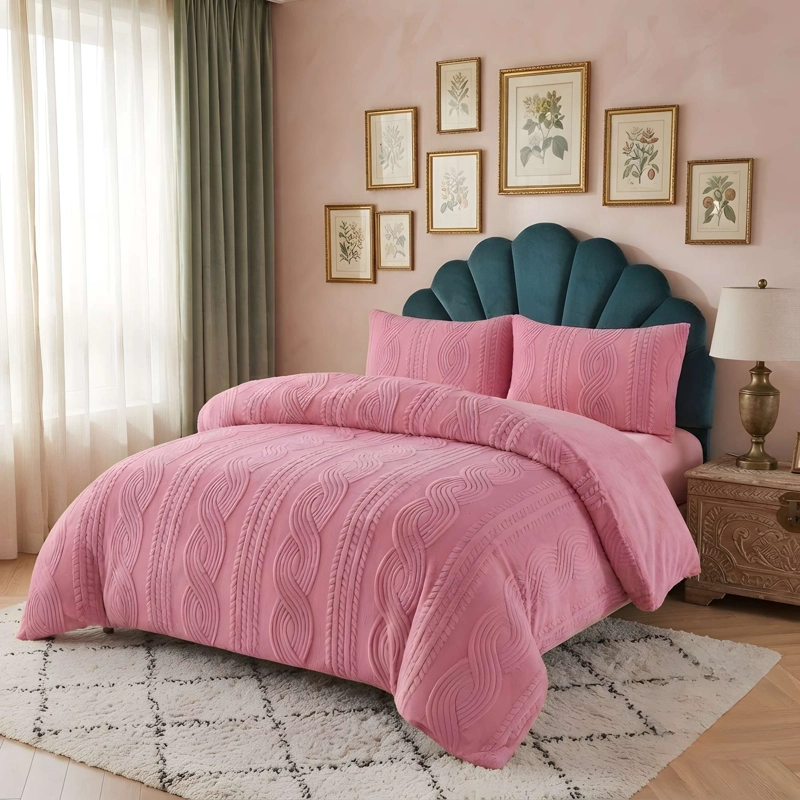 PLUMON PREMIUM TEXTURIZADO CON CHIPORRO 2 PLAZA COLOR ROSADO - 1