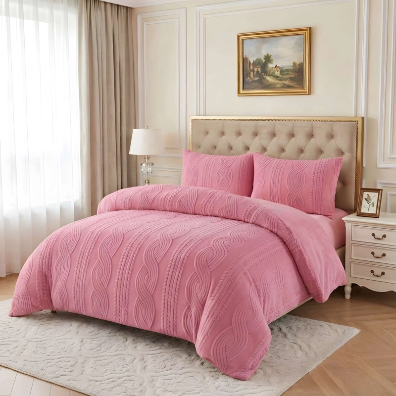 PLUMON PREMIUM TEXTURIZADO CON CHIPORRO 2 PLAZA COLOR ROSADO - 3