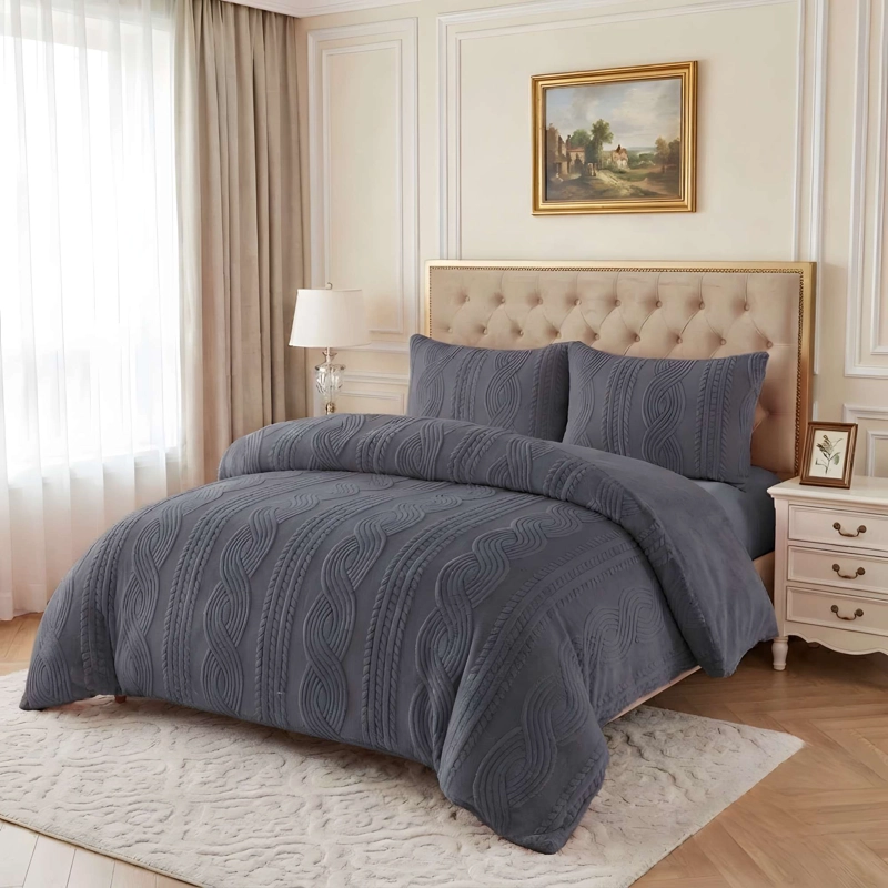 PLUMON PREMIUM TEXTURIZADO CON CHIPORRO 2 PLAZA COLOR GRIS - 3
