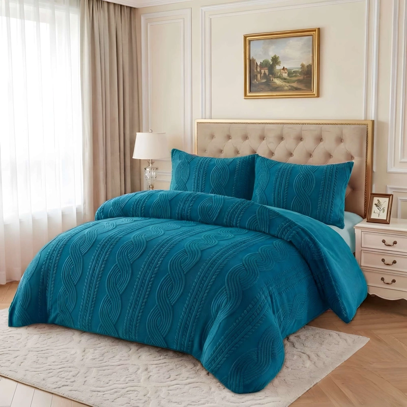 PLUMON PREMIUM TEXTURIZADO CON CHIPORRO 2 PLAZA COLOR AZUL - 3