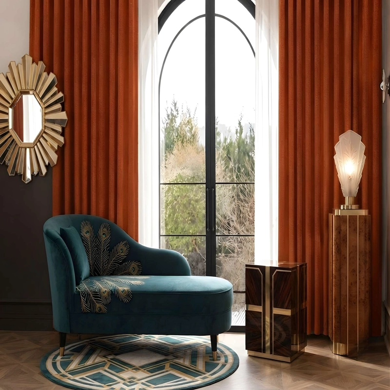 CORTINA BLACK OUT SET 2 PAÑOS 100% OSCURO COLOR NARANJA - 1