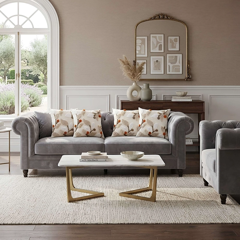 SET DE 4 FUNDAS DE COJIN BORDADA SIN BORLAS 45X45 CM F36 - 1