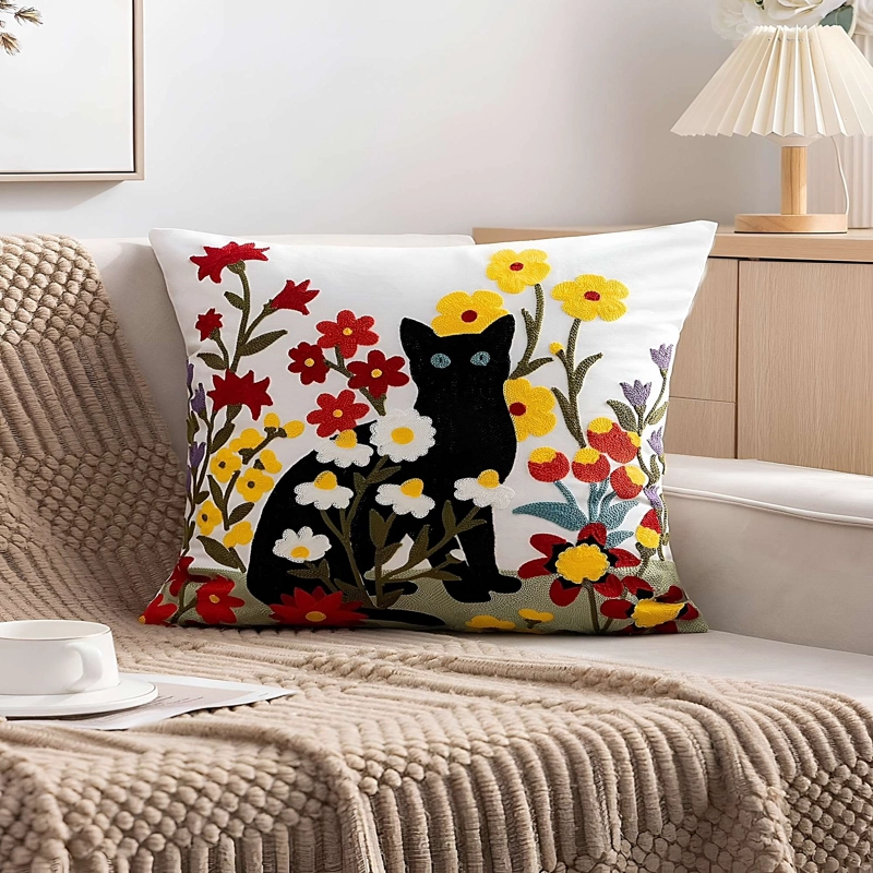 SET DE 2 FUNDAS DE COJIN BORDADA SIN BORLAS 45X45 CM F17 - 3