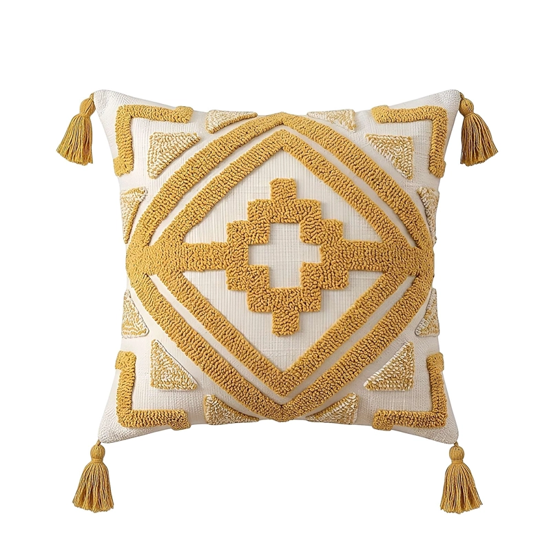 SET DE 2 FUNDAS DE COJIN BORDADA CON BORLAS 45X45 CM F33 - 2