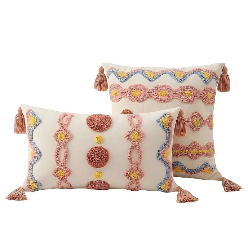 SET DE 2 FUNDAS DE COJIN BORDADA 1 DE 45X45 CM Y 1 DE 30X50 CM F2 - 2