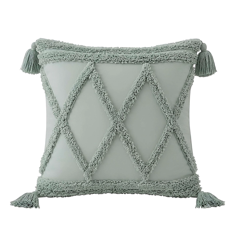 SET DE 2 FUNDAS DE COJIN BORDADA CON BORLAS 45X45 CM F13 - 2