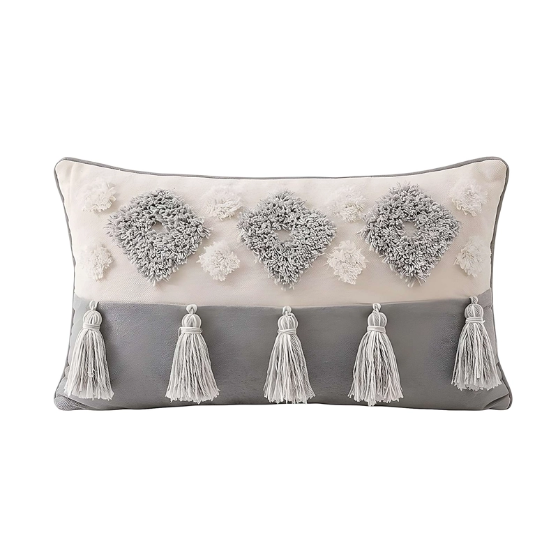 SET DE 2 FUNDAS DE COJIN BORDADA CON BORLAS 30X50 CM F7 - 2