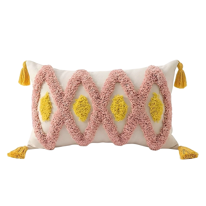 SET DE 2 FUNDAS DE COJIN BORDADA CON BORLAS 30X50 CM F6 - 2
