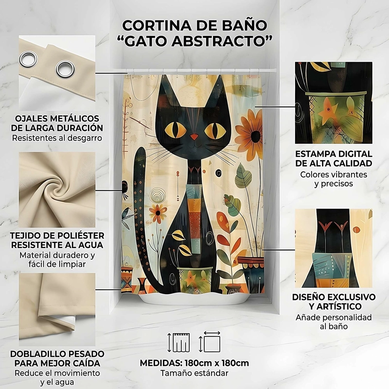 CORTINA DE BAÑO PREMIUM MAS FORRO 180X180 CM CB17 - 4
