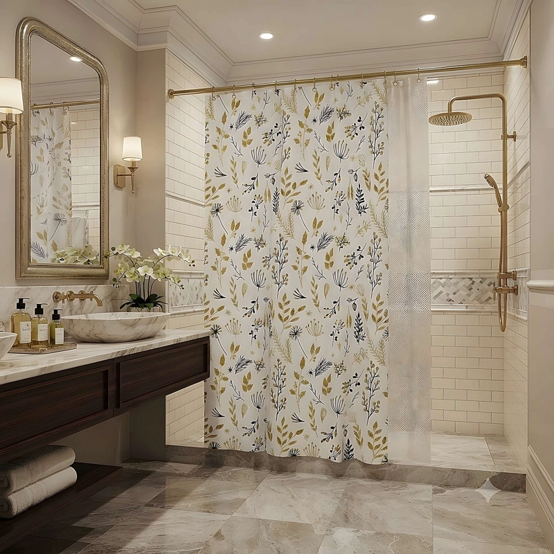 CORTINA DE BAÑO PREMIUM MAS FORRO 180X180 CM CB13 - 1