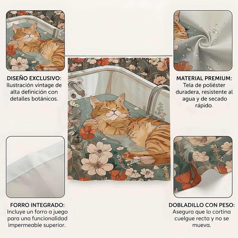 CORTINA DE BAÑO PREMIUM MAS FORRO 180X180 CM CB10 - 4