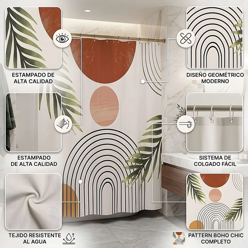 CORTINA DE BAÑO PREMIUM MAS FORRO 180X180 CM CB21 - 4