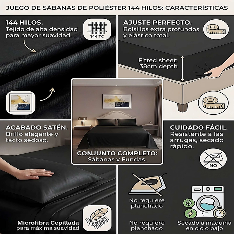 SET DE SABANAS DE 144 HILOS 1,5 PLAZA W10 - 4